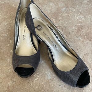 Anne Klein Black Peep Toe Heels